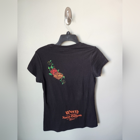 Harley Davidson women's short sleeved shirt Kansas City skull - Picture 2 of 7